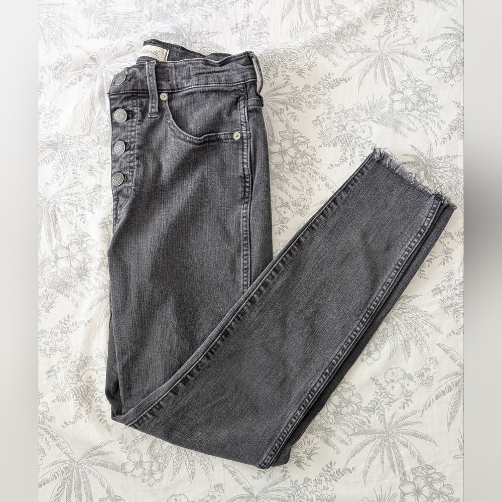 EUC Madewell 10" High Rise Skinny Washed Black Jeans Size 27